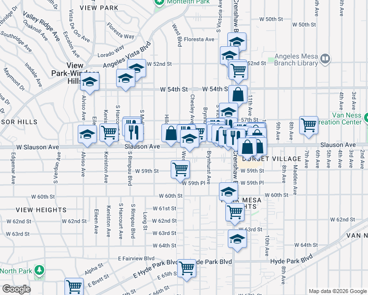 map of restaurants, bars, coffee shops, grocery stores, and more near in Los Angeles