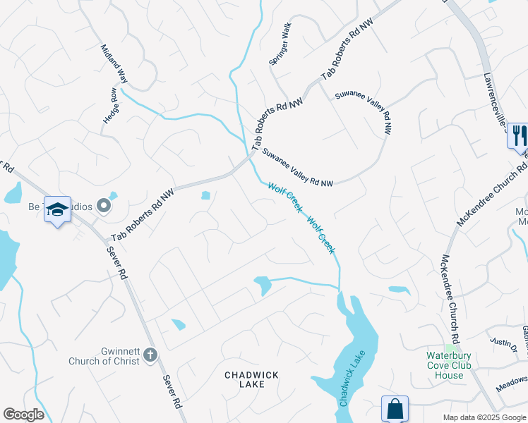 map of restaurants, bars, coffee shops, grocery stores, and more near 960 Whitehawk Trail Northwest in Lawrenceville