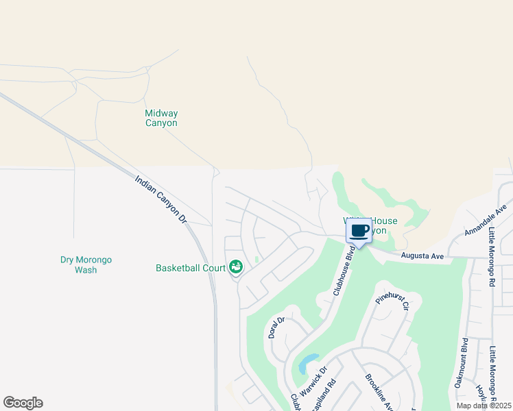 map of restaurants, bars, coffee shops, grocery stores, and more near 64157 Appalachian Street in Desert Hot Springs