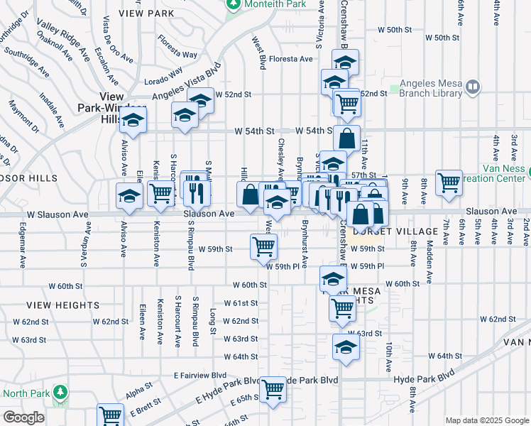 map of restaurants, bars, coffee shops, grocery stores, and more near in Los Angeles