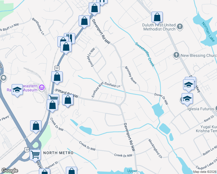 map of restaurants, bars, coffee shops, grocery stores, and more near 3337 Arkose Drive in Duluth