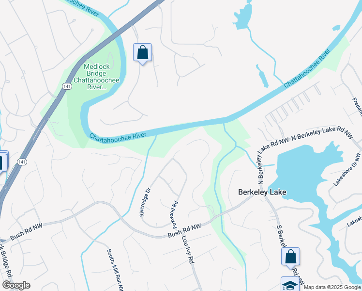 map of restaurants, bars, coffee shops, grocery stores, and more near 3871 River Mansion Drive Northwest in Duluth