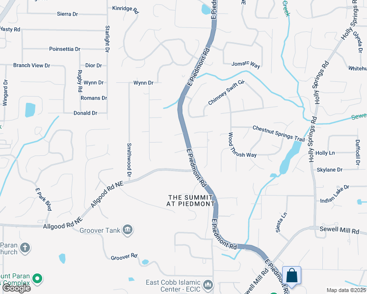 map of restaurants, bars, coffee shops, grocery stores, and more near 2141 Summerville Court Northeast in Marietta