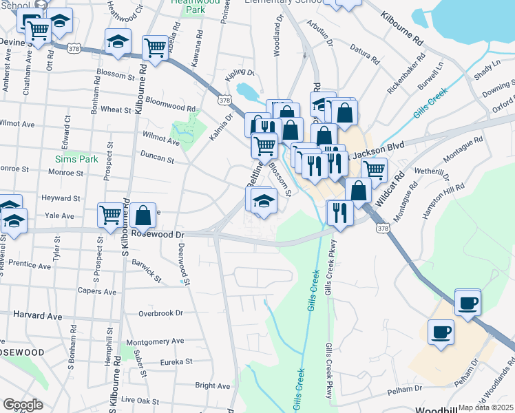 map of restaurants, bars, coffee shops, grocery stores, and more near 316 South Beltline Boulevard in Columbia