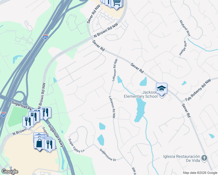 map of restaurants, bars, coffee shops, grocery stores, and more near 1544 Summer Hollow Trail in Lawrenceville