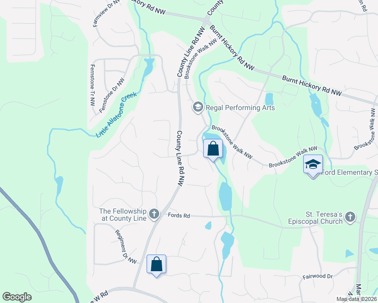 map of restaurants, bars, coffee shops, grocery stores, and more near 6146 Kenbrook Drive Northwest in Acworth