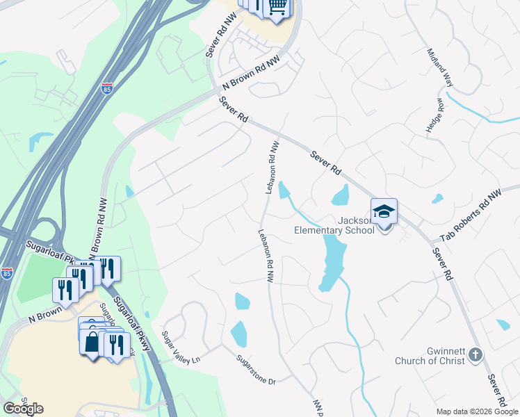 map of restaurants, bars, coffee shops, grocery stores, and more near 1544 Summer Hollow Trail in Lawrenceville