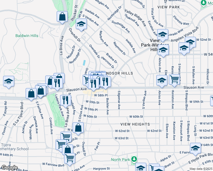 map of restaurants, bars, coffee shops, grocery stores, and more near in Los Angeles