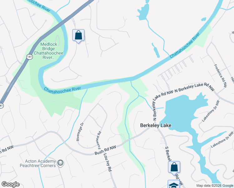 map of restaurants, bars, coffee shops, grocery stores, and more near 3760 River Mansion Drive Northwest in Duluth