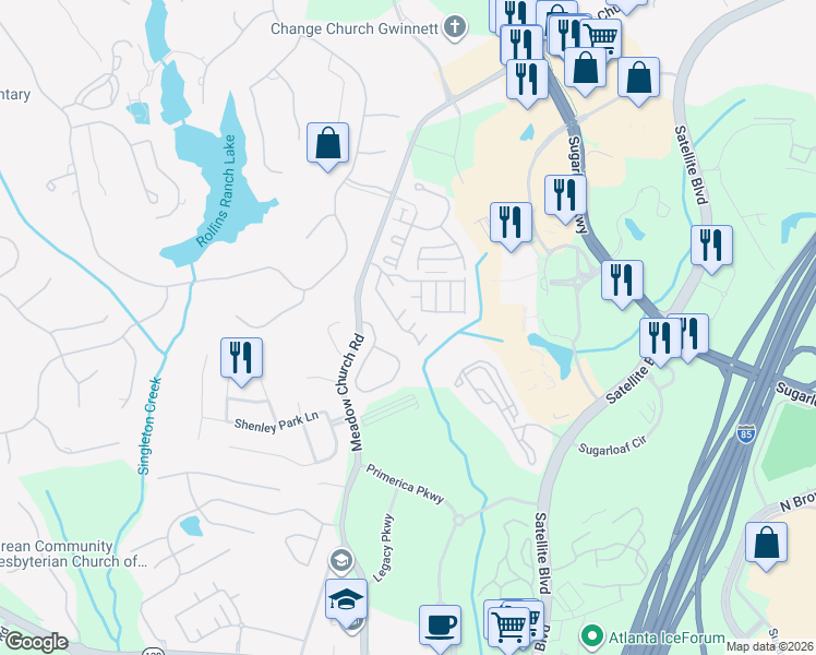 map of restaurants, bars, coffee shops, grocery stores, and more near 2395 Stout Tr Northwest in Duluth