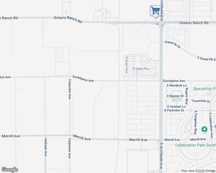 map of restaurants, bars, coffee shops, grocery stores, and more near 9391 Eucalyptus Avenue in Ontario