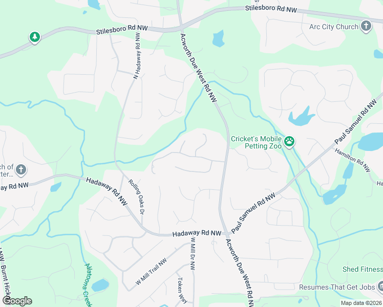 map of restaurants, bars, coffee shops, grocery stores, and more near 1504 Scenic Overlook Court Northwest in Kennesaw