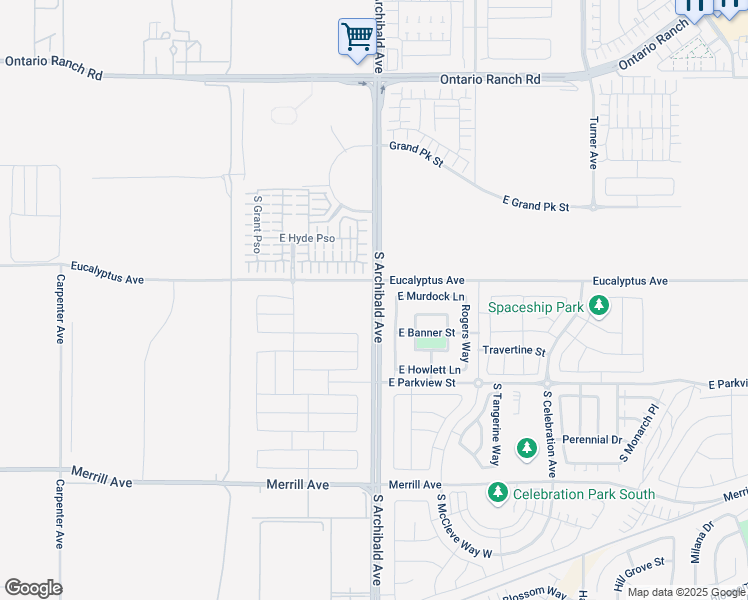 map of restaurants, bars, coffee shops, grocery stores, and more near 14634 South Archibald Avenue in Ontario