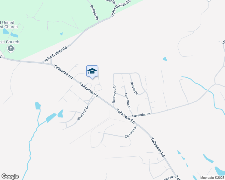 map of restaurants, bars, coffee shops, grocery stores, and more near 205 Rustwood Drive in Athens