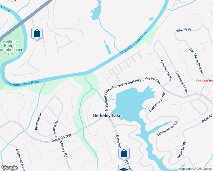 map of restaurants, bars, coffee shops, grocery stores, and more near 3936 North Berkeley Lake Road Northwest in Berkeley Lake