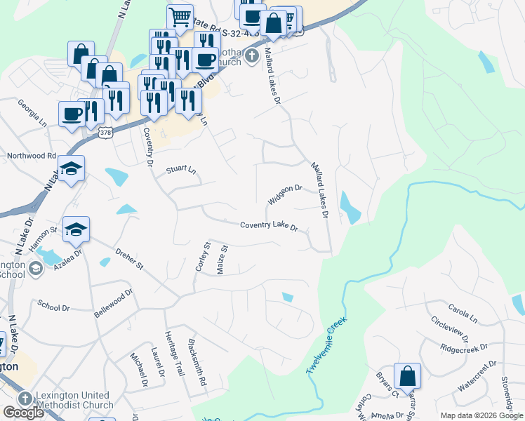 map of restaurants, bars, coffee shops, grocery stores, and more near 429 Libby Lane in Lexington