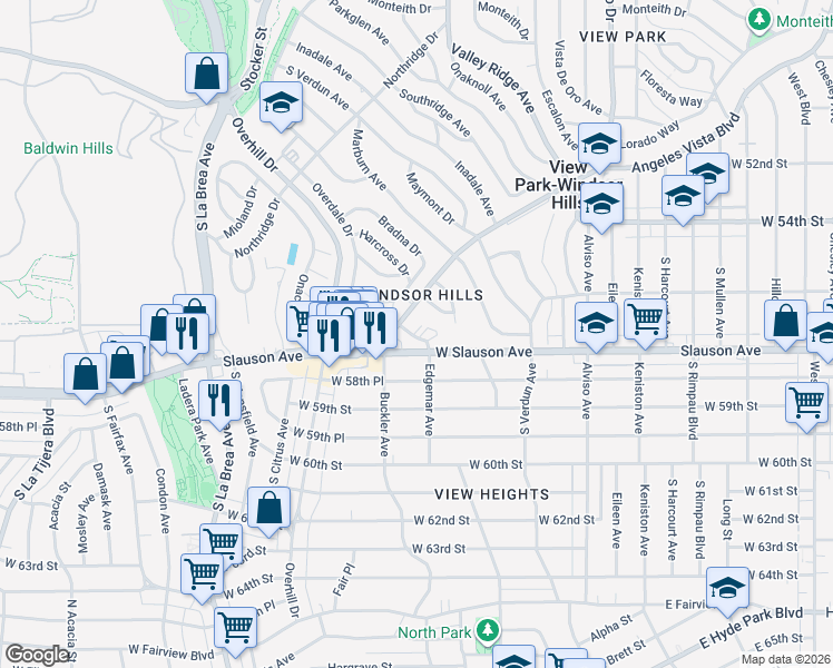 map of restaurants, bars, coffee shops, grocery stores, and more near 5616 Edgemar Avenue in Los Angeles