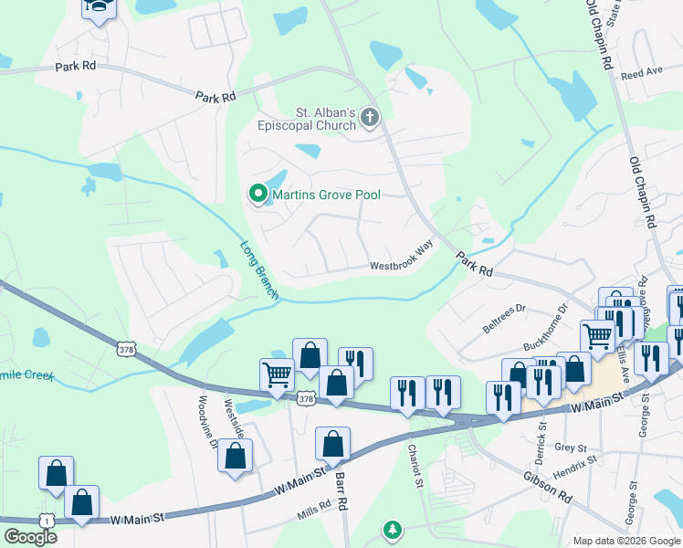 map of restaurants, bars, coffee shops, grocery stores, and more near 101 Trellis Court in Lexington