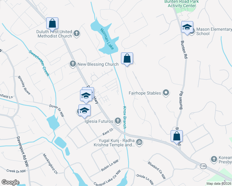 map of restaurants, bars, coffee shops, grocery stores, and more near 2978 Duluth Hwy in Duluth