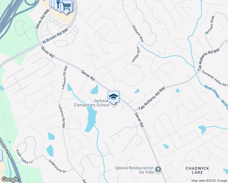map of restaurants, bars, coffee shops, grocery stores, and more near 2020 Furlong Run in Lawrenceville