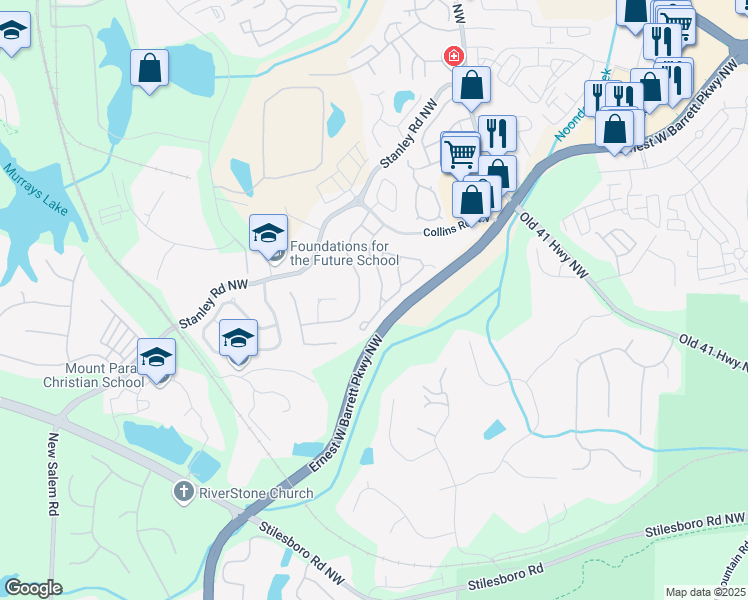 map of restaurants, bars, coffee shops, grocery stores, and more near 1640 Donovan's Ridge in Kennesaw