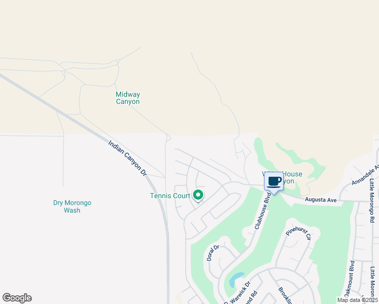 map of restaurants, bars, coffee shops, grocery stores, and more near 64106 Appalachian Street in Desert Hot Springs