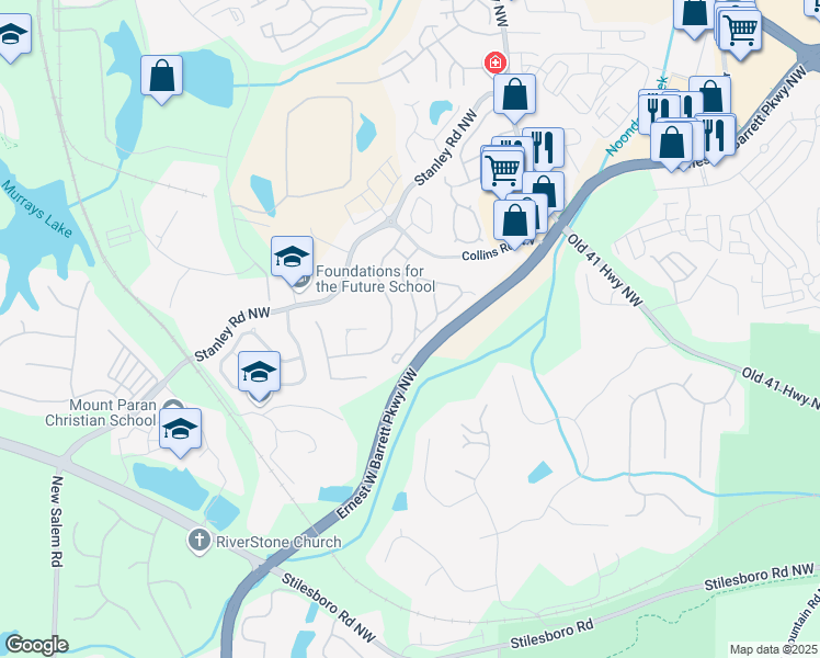 map of restaurants, bars, coffee shops, grocery stores, and more near 1640 Donovan's Ridge in Kennesaw