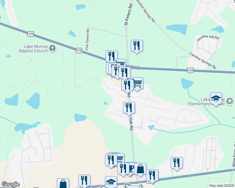 map of restaurants, bars, coffee shops, grocery stores, and more near 851 U.S. 378 in Lexington