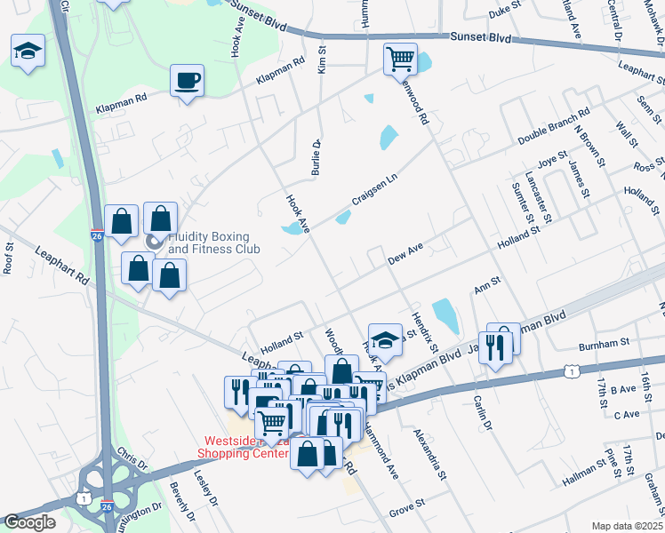 map of restaurants, bars, coffee shops, grocery stores, and more near 424 Hook Avenue in West Columbia