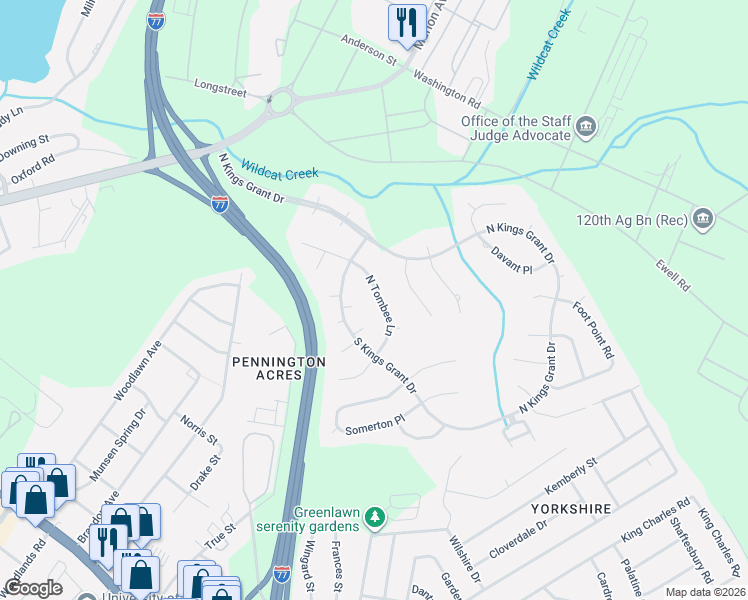 map of restaurants, bars, coffee shops, grocery stores, and more near 263 North Tombee Lane in Columbia