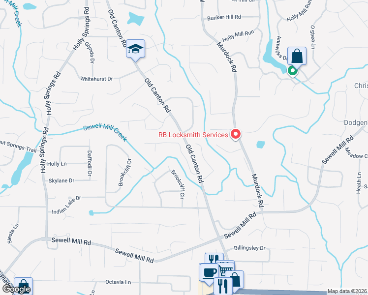 map of restaurants, bars, coffee shops, grocery stores, and more near 3033 Manning Drive in Marietta