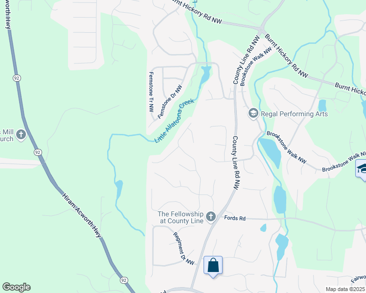 map of restaurants, bars, coffee shops, grocery stores, and more near 1382 Benbrooke Lane Northwest in Acworth