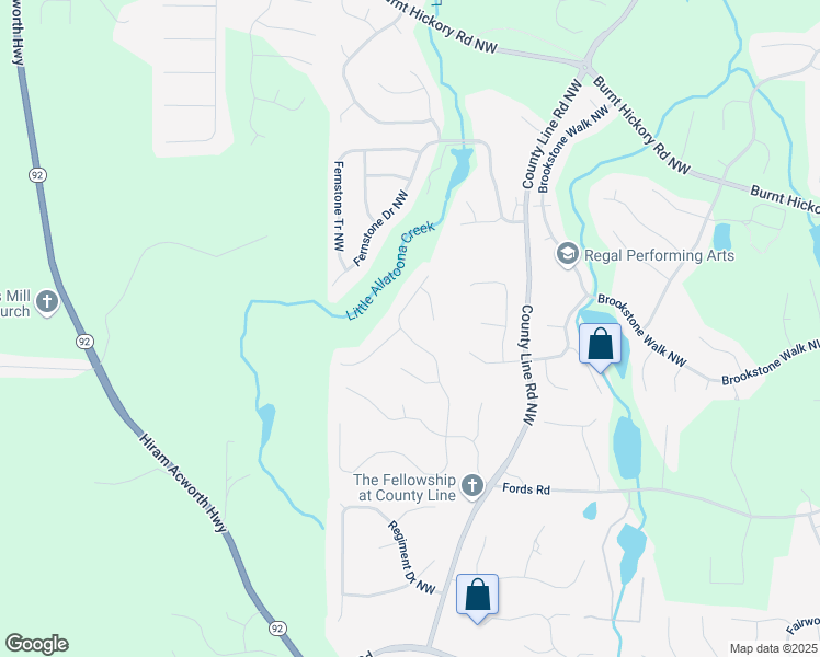 map of restaurants, bars, coffee shops, grocery stores, and more near 1382 Benbrooke Lane Northwest in Acworth