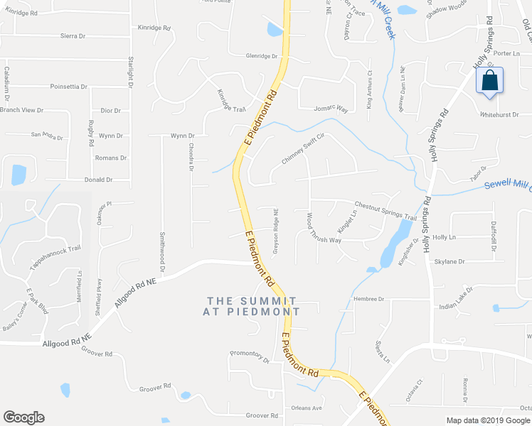 map of restaurants, bars, coffee shops, grocery stores, and more near 1583 Greyson Ridge Northeast in Marietta