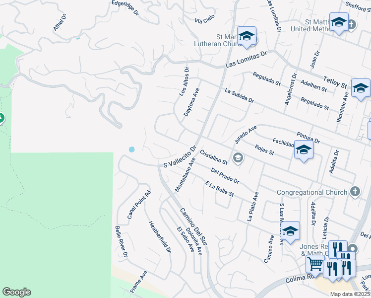 map of restaurants, bars, coffee shops, grocery stores, and more near 15258 El Selinda Drive in Hacienda Heights