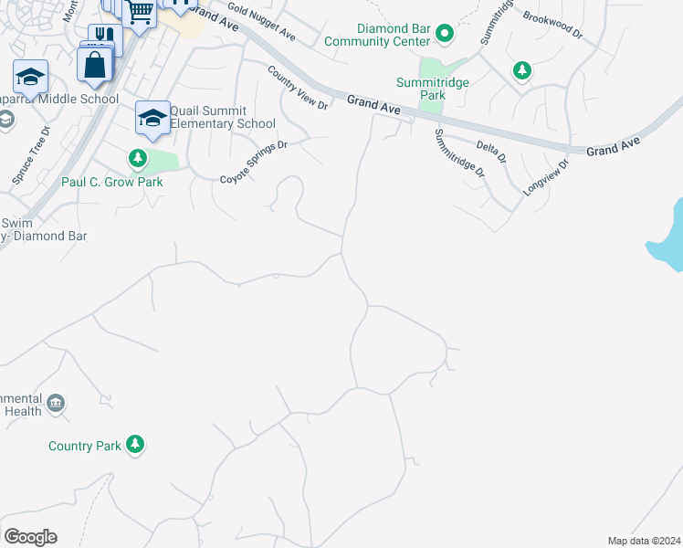 map of restaurants, bars, coffee shops, grocery stores, and more near 1925 Derringer Lane in Diamond Bar