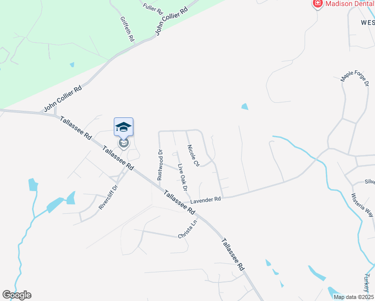 map of restaurants, bars, coffee shops, grocery stores, and more near 180 Nicole Circle in Athens