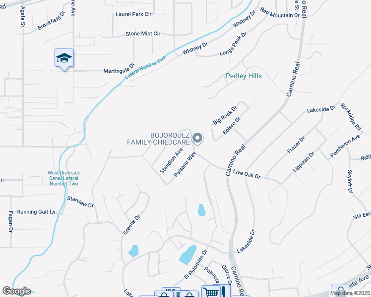 map of restaurants, bars, coffee shops, grocery stores, and more near 7860 Standish Avenue in Riverside