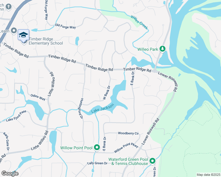 map of restaurants, bars, coffee shops, grocery stores, and more near 5368 West Bank Drive in Marietta