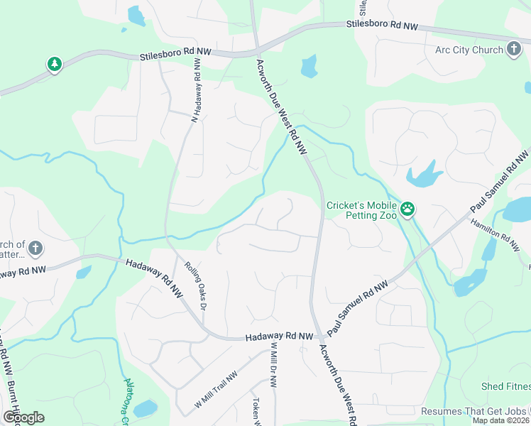 map of restaurants, bars, coffee shops, grocery stores, and more near 1504 Scenic Overlook Court Northwest in Kennesaw