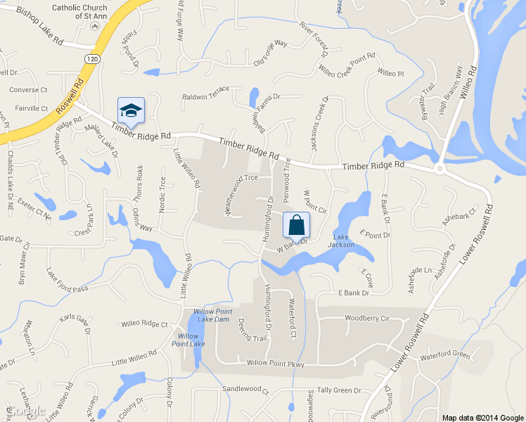 map of restaurants, bars, coffee shops, grocery stores, and more near 1693 Huntingford Drive in Marietta