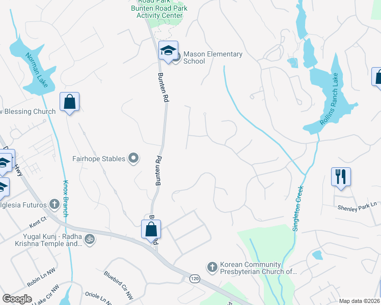 map of restaurants, bars, coffee shops, grocery stores, and more near 2715 Eudora Trail in Duluth