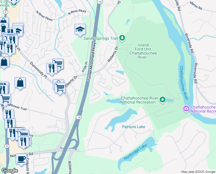 map of restaurants, bars, coffee shops, grocery stores, and more near 1009 Gettysburg Place in Atlanta