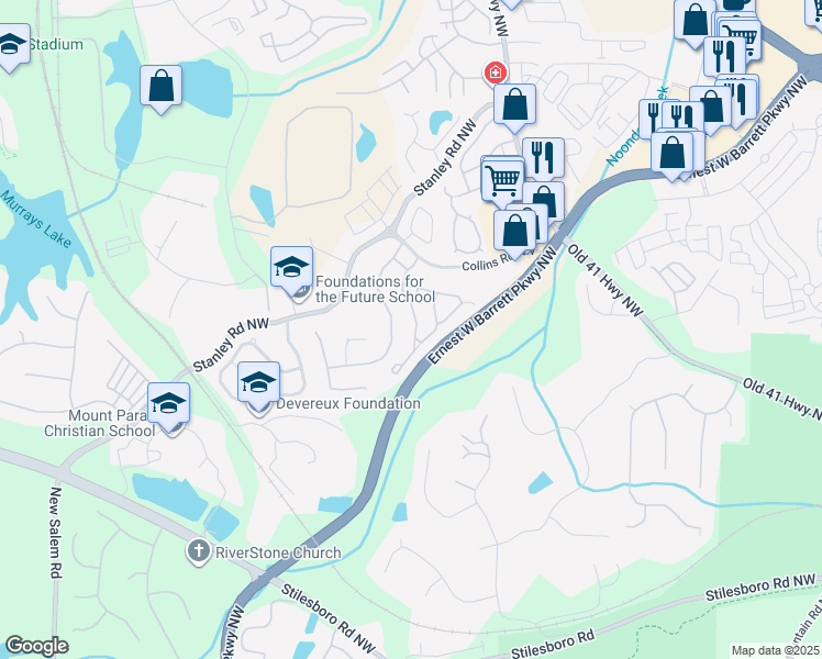 map of restaurants, bars, coffee shops, grocery stores, and more near 1634 Donovan's Ridge in Kennesaw