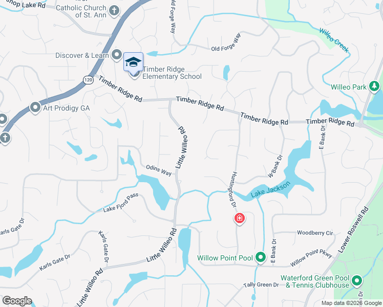 map of restaurants, bars, coffee shops, grocery stores, and more near 1690 Little Willeo Road in Marietta