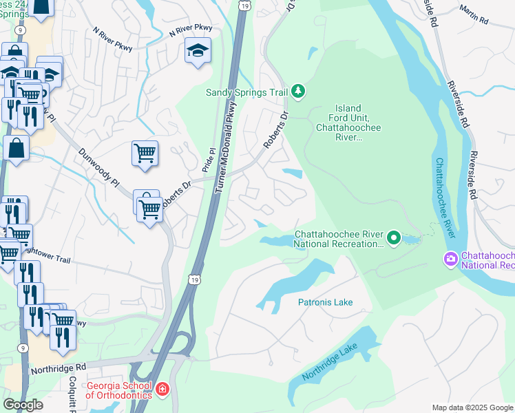 map of restaurants, bars, coffee shops, grocery stores, and more near 901 Gettysburg Place in Atlanta