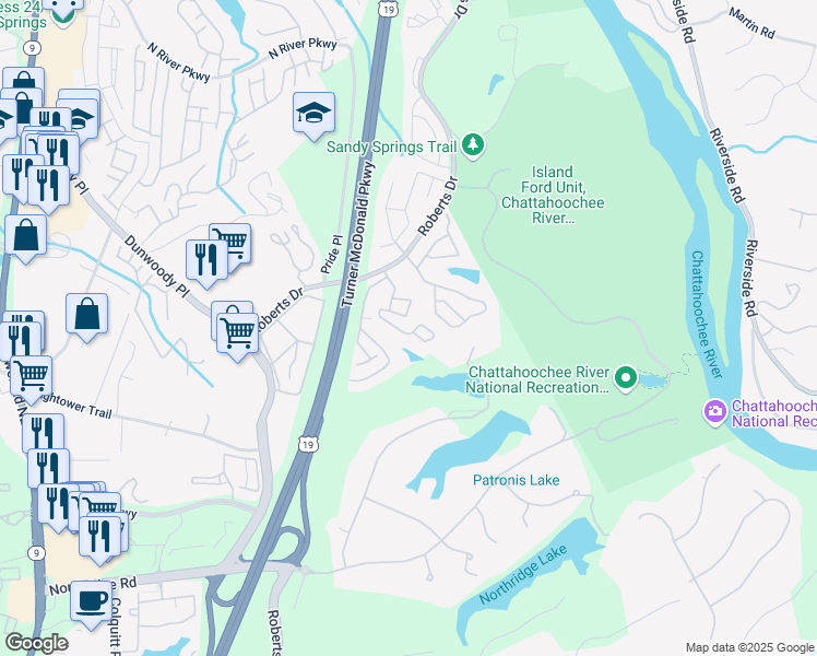 map of restaurants, bars, coffee shops, grocery stores, and more near 1205 Gettysburg Place in Atlanta