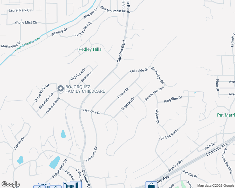 map of restaurants, bars, coffee shops, grocery stores, and more near 7639 Frazer Drive in Riverside