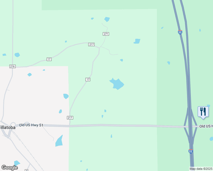 map of restaurants, bars, coffee shops, grocery stores, and more near County Road 17 in Tillatoba