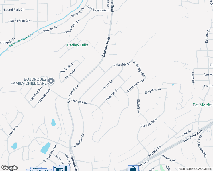 map of restaurants, bars, coffee shops, grocery stores, and more near 7660 Frazer Drive in Riverside